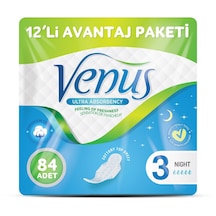 Venüs Hijyenik Ped Gece 84 Adet (12 Paket)