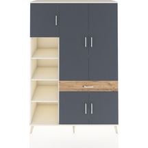 Hyperion Dolap 8 Raflı Tek Çekmeceli 5 Kapaklı 132x44x195 Aytaşı-antrasit/çam Antrasıt/atlas Çam - Aytası