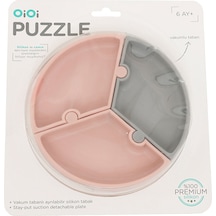Puzzle Mama Tabağı Pinky Pink Powder Grey