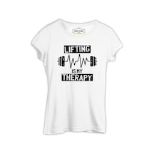 Bodybuilding Lifting Theraphy Beyaz Kadın Tshirt 001