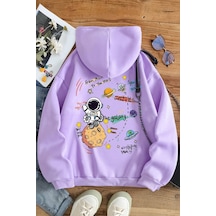 The Galaxy Baskılı Oversize Sweatshirt Lila