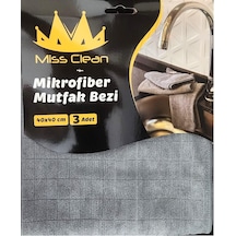 Miss Clean Mikrofiber Mutfak Temizlik Bezi 40 40 Cm Leke Tutmaz Koku Yapmaz 3 Adet Gri Belirtilmemiş
