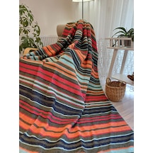 Çift Kişilik Pamuklu Battaniye 180 220 Cm Yeşil-turuncu Yeşil - Turunu