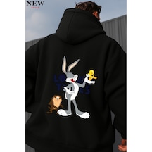 Looney Tunes Baskılı Sweatshirt Siyah