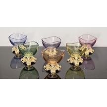 Atabey Home 6'lı Asorti 6 Renk Detaylı Kahve Yanı Lav Lokumluk & Sosluk Döküm Üçgen Ayaklı