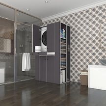 Kenzlife Çamaşır-Kurutma Makinesi Dolabı Biruni Gri 187 110 60 Çekmeceli Raflı Banyo Çok Renkli