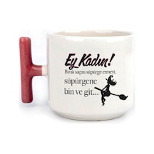 Ey Kadın Baskılı Kadınlar Günü Kırmızı Kulplu T Kupa