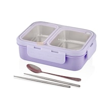 Vagonlife Bento 700ml Lunchbox Tek Katlı 2 Bölmeli Çelik Sefer Açık Mor