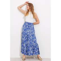 Kadın İndigo Desenli Uzun Viskon Etek 1898 1898bgd19-043-14688 001