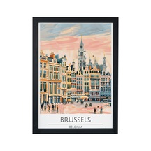 Brussels Belgıum Ahşap Çerçeveli Dekoratif Duvar Tablosu Siyah