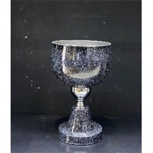 Krk 19 Gümüş 33 Cm Dekoratif Vazo 21 Cm Çap Modern Şık Salon Vazo Altın