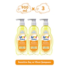 Uni Baby Sensitive Saç Ve Vücut Şampuanı 900 ML 3'lü