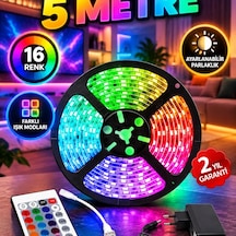 5 Metre Kumandalı Rgb Şerit Led 16 Renk, Ayarlanabilir Parlaklık Ve Işık Modları