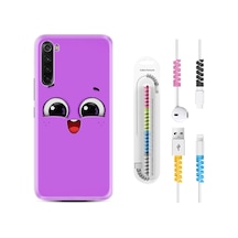Xiaomi Redmi Note 8 Kılıf +Kablo Koruyucu Purple Sweety 1717 Siyah