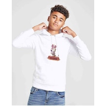 Tshirthane Skippy Zooba Battle Royale Baskılı Unisex Çocuk Kapüşonlu Sweat Beyaz