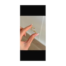 Taşlı Çok Katlı Ear Cuff Kıkırdak Küpe Altın Altın