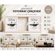 Pionny 3 Fotoğraflı Büyük Boy Sürgülü Dekoratif Ahşap Çerçeve 13x18 Cm Açık Kahve Çam