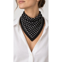 Herşeynota Siyah Puantiyeli 52x52 Cm %100 Pamuk Fular Bandana Unisex Çok Amaçlı Aksesuar Çok Renkli