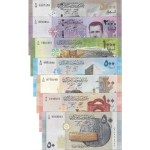 Suriye Eski 50-100-200-500-1000-2000-5000 Pound 7'li Tam Set Yabancı Kağıt Para Çil