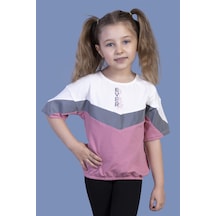 Toontoy Kids Toontoy Kız Çocuk Reflektör Detaylı Garnili Tişört Gülkurusu