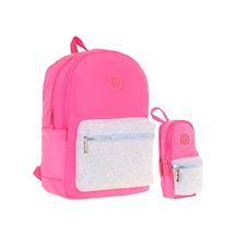 Kaukko Bright Kız Çocuk Taşlı Pembe Okul Çantası Ve Çanta Şekilli Kalemlik Seti Pembe