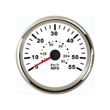 Sürat Göstergesi 55Mph 12/24V Çap 85Mm Beyaz Tekne Yat Beyaz