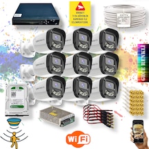 9 Kameralı Gece Renkli Hareket Algılamalı Warm Ledli Set 2304w