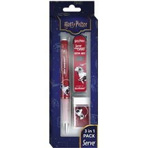 Serve Deep Üçlü Set 0.7 Mm Harry Potter Koleksiyonu Mekanik Versatil Kalem, 2b Min 48 Li & Pvc Siz Silgi Seti - Bordo Çok Renkli