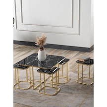 Pelikan 4+1 Siyah Mermer Temperli Cam Gold Metal Ayak Takım Sehpa Sedaş Living Units Sehpa Pelikan 4+1 Siyah Mermer Temperli Cam Gold Metal Ayak Takım Sehpa Sedaş Living Units Sehpa