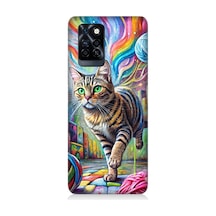 İnfinix Note 10 Pro Uyumlu Renkli Yumaklar Ve Kedi Desenli Silikon Kılıf