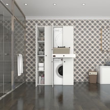 Kenzlife Çamaşır-Kurutma Makinesi Dolabı Şahrur Sol Byz 187 120 60 Çekmeceli % 100 Full Mdf Çok Renkli
