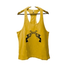 Top Glory Guns Sarı Gym Fitness Tank Top Sporcu Atleti