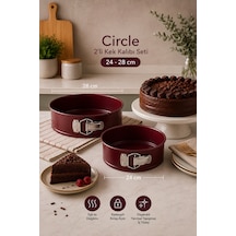 Emsan Circle 2'li Kek Kalıbı Seti Bordo 24-28 Cm