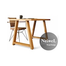 Neiwel Mies Doğal Ahşap Çalışma Ve Ofis Masası-70cm-200cm Açık Ceviz