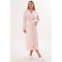 Mecit Pijama Mecit 6306 Pudra Kadın Uzun Kollu Uzun Sabahlık Pudra