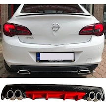 Opel Astra J Sedan Kırmızı Difüzör Çiftli Yuvarlak Egzoz Görünümlü D Tip Difizör