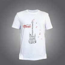 Herşey Nota Gitar Beyaz Feel The Music T-shirt Unisex 001