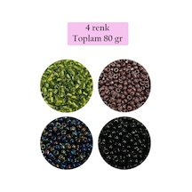 Dökme Cam Kum Boncuk 8/0 3 Mm - 4 Renk - Toplam 80 Gram - Bnc422