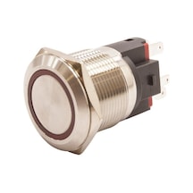 Motorobit 22E-P1Z-E 22Mm Düz Anahtarlı Işıklı Metal Buton - Kırmızı