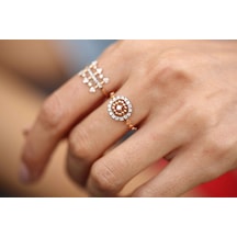 Reis Kuyumculuk T5012 Circle Full White Altın Yüzük