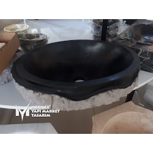 Bazalt Siyah Dışı Desenli Patlatma Elips Lavabo
