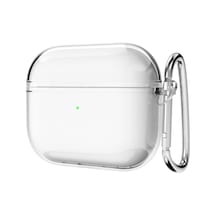 Soft Yumuşak Şeffaf Esnek Silikon Airpods 3 İle Uyumlu Kulaklık Kılıfı Ve Karabina Anahtarlık Şeffaf, Airpods 3