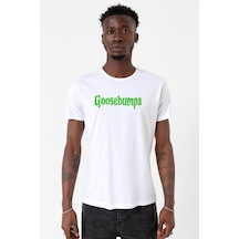 Goosebumps Lettern Beyaz Erkek Bisikletyaka Tshirt 001