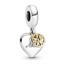 Nur Silver Gold Detay Hayat Ağacı Family Kalp Gümüş Charm Nur-bl00141