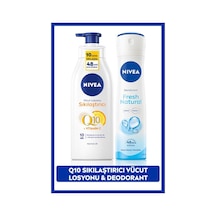 Nivea Q10 Sıkılaştırıcı ve Nemlendirici Vücut Losyonu 400 ML + Fresh Natural Kadın Sprey Deodorant 150 ML