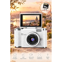 4k Ultra Hd Dijital Fotoğraf Makinesi 64mp, 18x Dijital Zoom, 180 Döner Ekran, Selfie & Vlog Kamerası