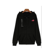 Blackjack Giyim Blackjackgiyim Siyah Fermuarlı Kapşonlu Naruto Sweatshirt Siyah