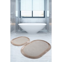 Bonny Home Pera Krem 2'li Banyo Paspası Seti Kaymaz Tabanlı Saçak Krem
