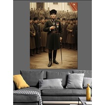 Ahşap Tablo Retro Askeri Kıyafetli Atatürk