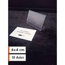 10 Ad Şeffaf Plastik Etiketlik İsimlik 6x4 Cm Kartvizitlik Ayaklı